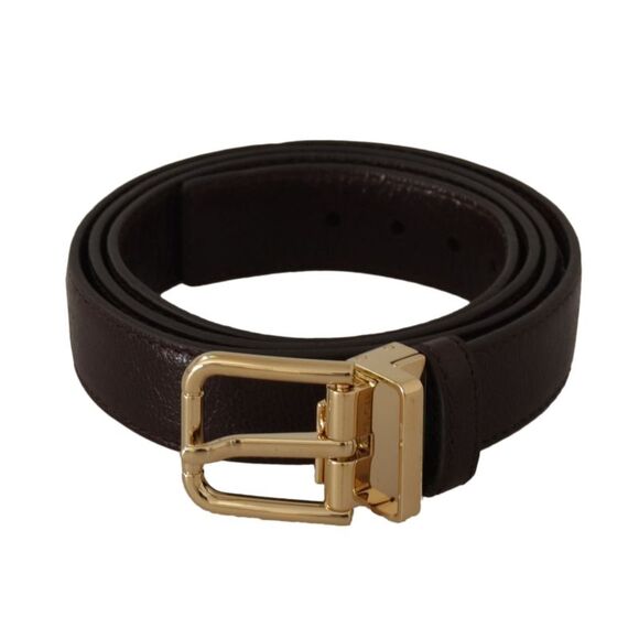 Dolce & Gabbana Brown Leather Silver Metal Buckle Belt